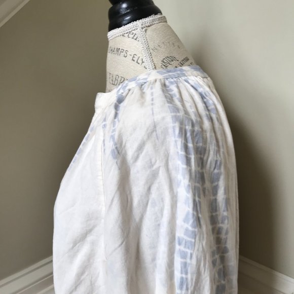 Apiece Apart Mitte Blouse Top Shirt Womens Medium Ivory Blue Button Down Tie Dye - Picture 9 of 11